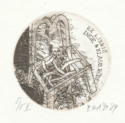 Exlibris by Imre Baász from Hungary for Klaus & Inge Rödel - Abstract 