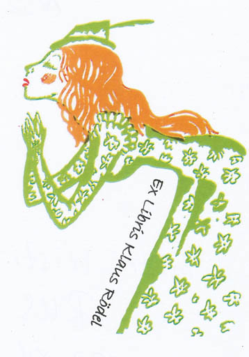 Exlibris by Dmitri Wisti from Russia for Klaus Rödel - Woman 