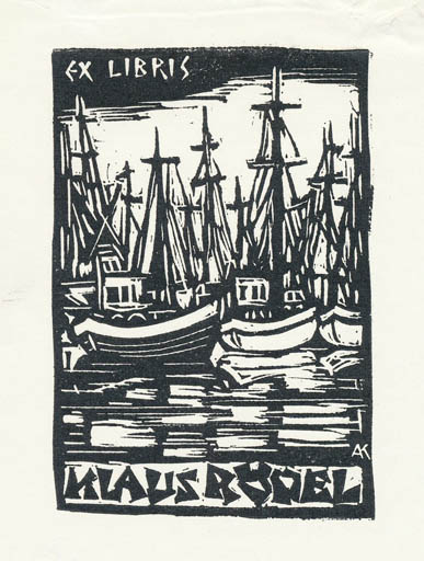 Exlibris by Kàroly Andrusko from Yugoslavia for Klaus Rödel - Maritime 