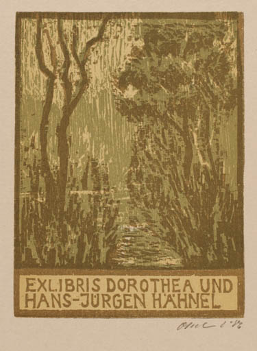 Exlibris by Detlef Olschewski from Germany for Dorothea und  Hans - Jurgen Hähnel - Flora Tree 