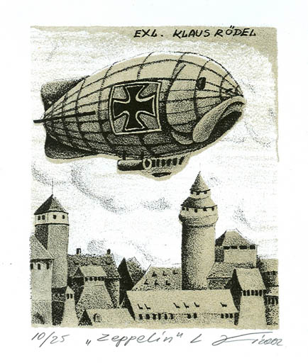 Exlibris by Andrij Kens from Ukraine for Klaus Rödel - City Aircraft 