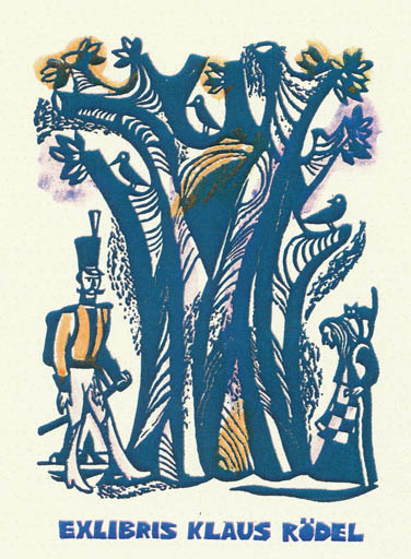 Exlibris by German Ratner from Russia for Klaus Rödel - Fairytale/fable Literature 