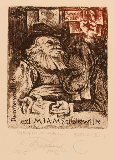 Exlibris by Sergey Parfionov from Russia for M. J A. M. Schalkwijr - Historical Person Man Portrait Wine 