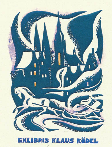 Exlibris by German Ratner from Russia for Klaus Rödel - Fairytale/fable Literature 