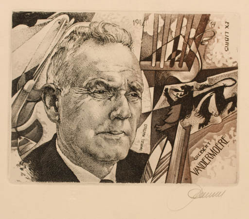 Exlibris by Hedvig Pauwels from Belgium for Gilbert Vandermoere - Man Portrait 