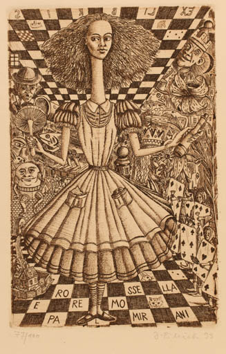 Exlibris by Jindrich Pilecek from Czech Republic for Rosellae Remo Pamirani - Child Fairytale/fable Sport/game 