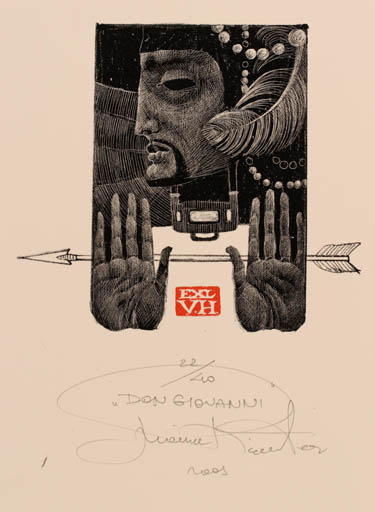 Exlibris by Marina Richter from Czech Republic for H. V. - Hand(s) Man Portrait 