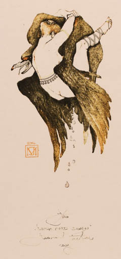 Exlibris by Marina Richter from Czech Republic for J. M. - Leda and the Swan 