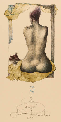 Exlibris by Marina Richter from Czech Republic for H. N. - Woman Nude 