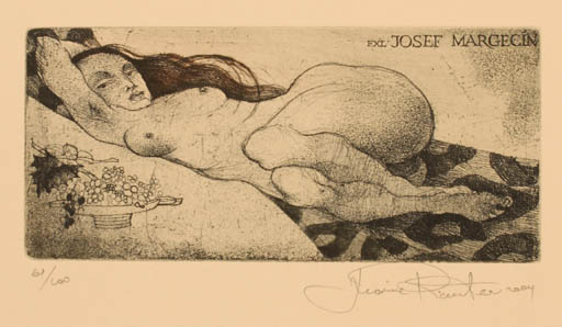 Exlibris by Marina Richter from Czech Republic for Josef Margecin - Woman Nude 