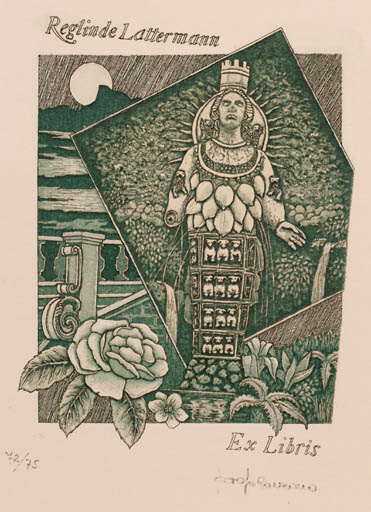 Exlibris by Paolo Rovegno from Italy for Reglinde Lattermann - Mythology 