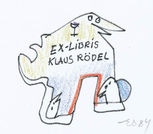 Exlibris by Erik Skjoldborg from Denmark for Klaus Rödel - Abstract 