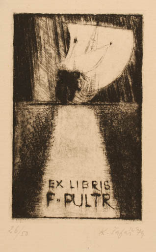 Exlibris by Karel Safar from Czech Republic for Frantisek Pultr - Ship/Boat 