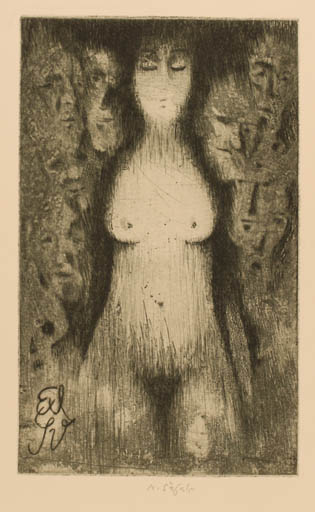 Exlibris by Karel Safar from Czech Republic for V. J. - Woman Nude 