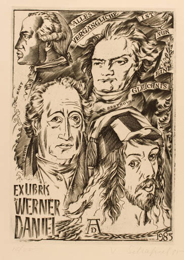 Exlibris by Victor Schapiel from Austria for Dr. Werner Daniel - Group Historical Person Man Portrait 