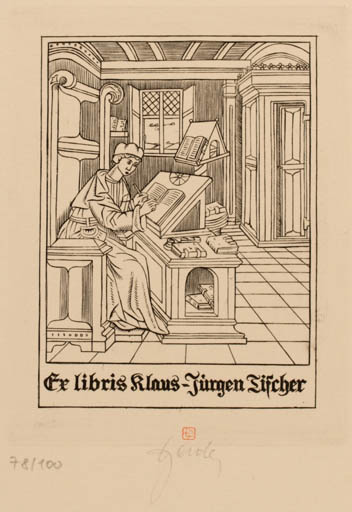 Exlibris by Tadeusz Szumarski from Poland for Klaus -Jürgen Fischer - Working Book Interior Man 