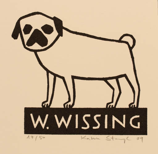 Exlibris by Katrine Stangl from Germany for Wolfgang Wissing - Dog 