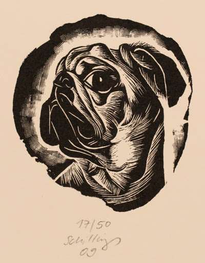 Exlibris by Stefanie Schilling from Germany for Wolfgang Wissing - Dog 