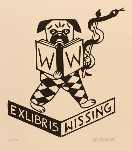 Exlibris by Heike Herold from Germany for Wolfgang Wissing - Book Dog 