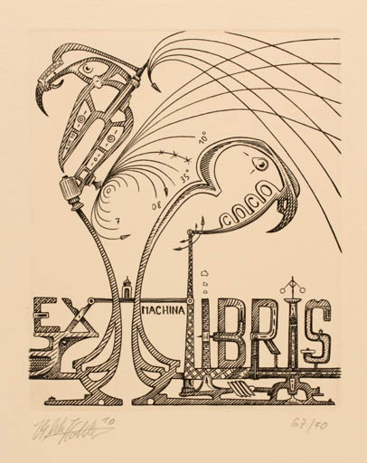 Exlibris by Ulrich Köhler from Germany for COCO ? - Abstract Bird 