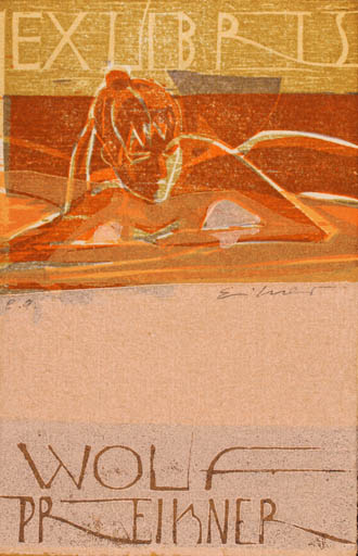 Exlibris by Frank Eissner from Germany for Wolf Preissner - Woman 