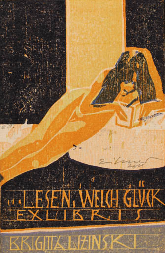 Exlibris by Frank Eissner from Germany for Brigitta Lizinski - Book Woman 