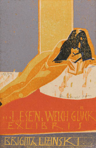 Exlibris by Frank Eissner from Germany for Brigitta Lizinski - Book Woman 