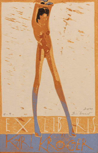 Exlibris by Frank Eissner from Germany for Karl Fridrich Kröger - Woman 