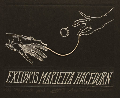 Exlibris by Anna Tikhonova from Russia for Marietta Hagedorn - Fruit Hand(s) 