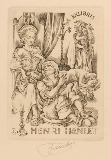 Exlibris by Frank-Ivo van Damme from Belgium for Henri Hanlet - Group Theater/Cirkus 