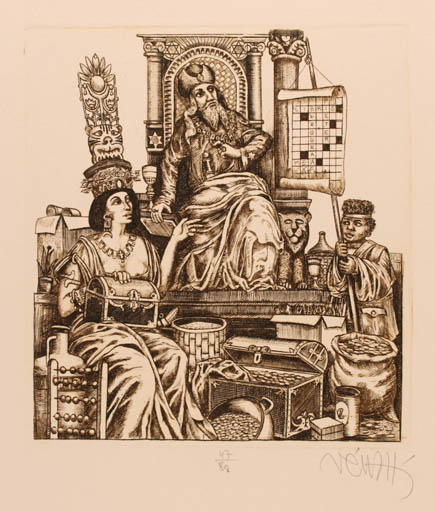 Exlibris by Zoltan Vén from Hungary for Pieter Burggraaf - Woman Man 