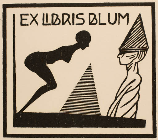 Exlibris by Axel Vater from Germany for Dr. Gernot Blum - Abstract Woman Egypt 