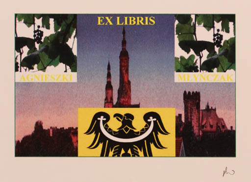 Exlibris by Rajmund Aszkowski from Poland for Agnieszki Mlynczak - City Bird 