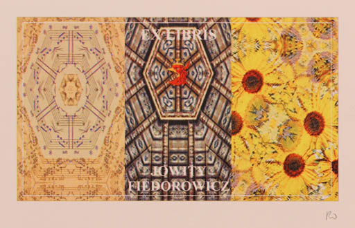 Exlibris by Rajmund Aszkowski from Poland for Jowity Fiedorowicz - Abstract Flower 