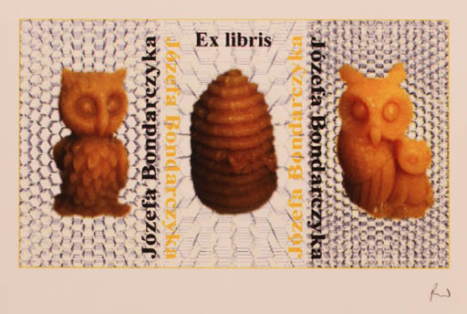 Exlibris by Rajmund Aszkowski from Poland for Jozefa Bondarczyka - Owl 