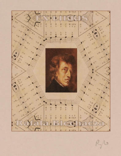 Exlibris by Rajmund Aszkowski from Poland for Rafala Blechacza - Music Portrait 