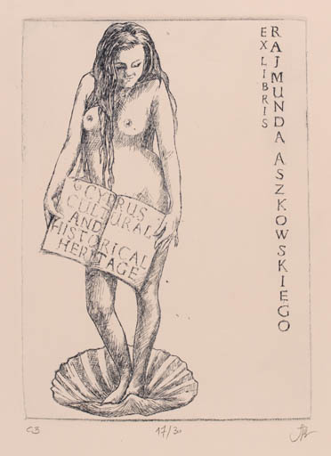 Exlibris by Katarzyna Barsczak from Poland for Rajmund Aszkowski - Book Woman Nude 