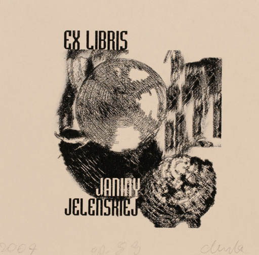 Exlibris by Malgorzata Wyka from Poland for Janiny Jelensriej - Abstract 