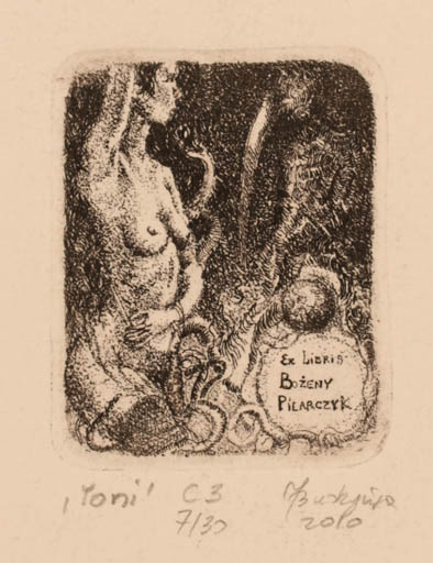 Exlibris by Joanna Budzynska from Poland for Bozeny Pilarczyk - Woman 