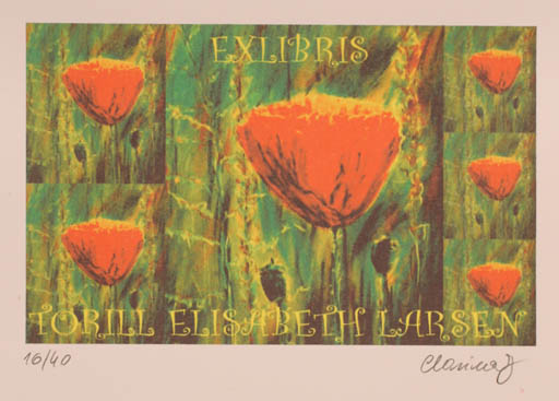 Exlibris by Karina - Kopczynska Janiszewska from Poland for Torill  Elisabeth Larsen - Flower 