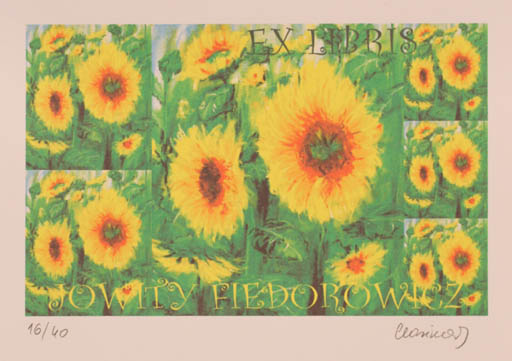 Exlibris by Karina - Kopczynska Janiszewska from Poland for Jowity Fiedorowicz - Flower 