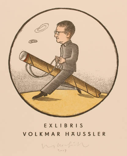 Exlibris by Egbert Herfurth from Germany for Volkmar Häussler - Man 