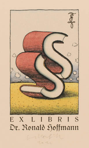 Exlibris by Egbert Herfurth from Germany for Dr. Ronald Hoffmann - Law Scenery/Landscape 