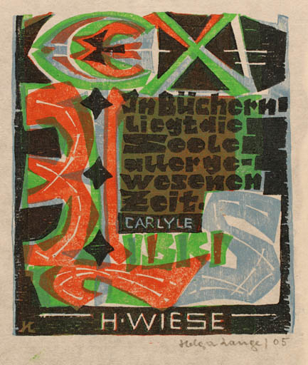 Exlibris by Helga Lange from Germany for Dr. Hermann Wiese - Abstract 