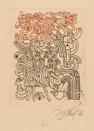 Exlibris by Illimar Paul from Estonia for Jaak Olep - Abstract 