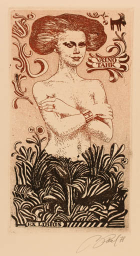 Exlibris by Illimar Paul from Estonia for Väino Tahk - Woman 