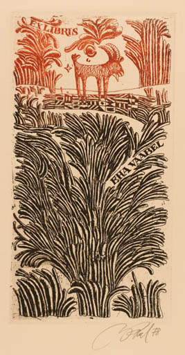 Exlibris by Illimar Paul from Estonia for Eha Vaabel - Fauna Flora 