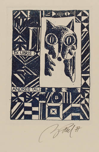 Exlibris by Illimar Paul from Estonia for Andres Tali - Abstract Cat 