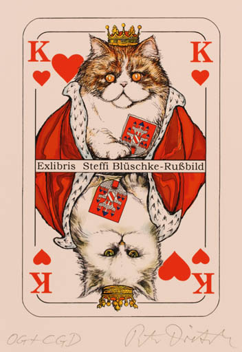 Exlibris by Peter Dietzsch from Germany for Steffi Blüschke-Russbild - Cat Sport/game 