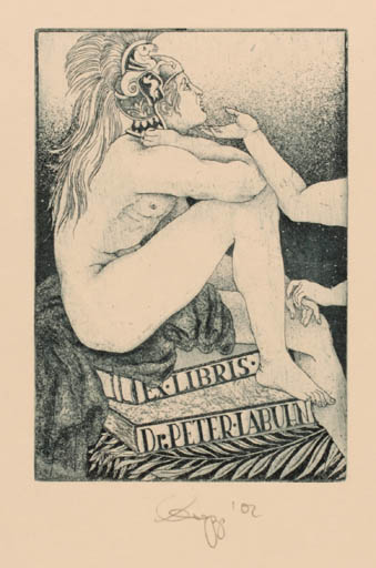 Exlibris by Olaf Gropp from Germany for Dr. Peter Labuhn - Woman Nude 